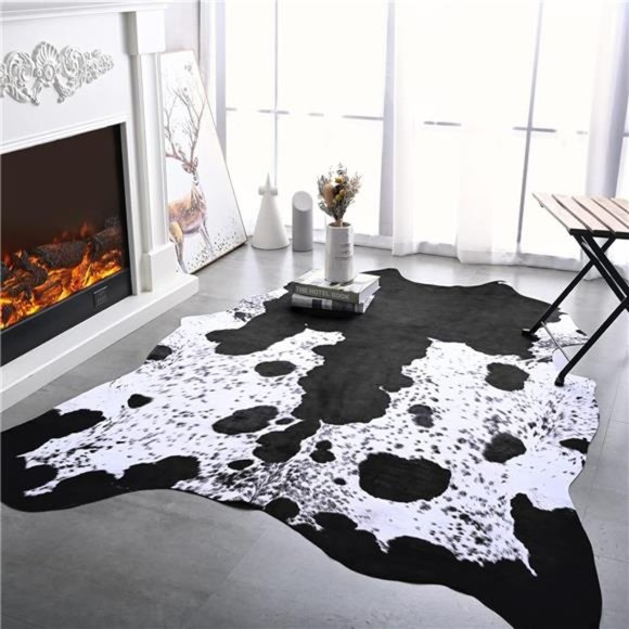 Cow Print Rug Faux Cowhide Rugs Animal Printed Area Rug Carpet for Bedroom Home